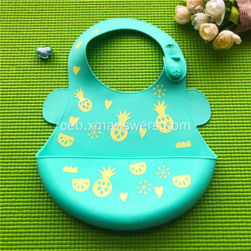 Waterproof Silicone Baby Drool Bibs Uban ang Pocket